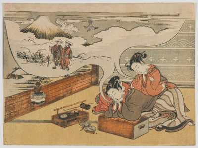 Dromen van wandelen bij Fuji, Edo-periode, 1770-73 door Isoda Koryusai